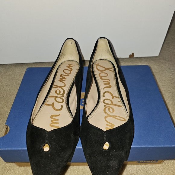 Sam edelman pointed suede black ballet flats 8.5 - Picture 2 of 3